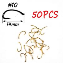 50 vnt Auksinės spalvos muselių rišimo Scud Nymph Hook Caddis Midge krevečių muselių rišimo žuvies kabliukai Dydis 10 12 14 16 #10 beige
