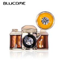 „Blucome Old Style Vintage Camera Sagė“ Krištolinė emaliuota sagė Moterims Vyriškas Paltas Megztinis Šalikas Priedai Papuošalai Suvenyrai ruda