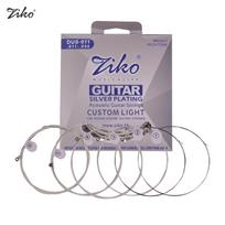 ZIKO DUS-012 lengvos akustinės liaudies gitaros stygos šešiakampio lydinio vielos sidabru padengtos žaizdos korozija DUS-012 įvairiaspalvis