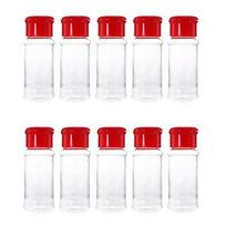 10 vnt 100 ml plastikinis prieskonių butelis Prieskonių dozatorius pipirų stiklainio laikymo butelis raudona