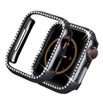 Bling dangtelis Apple Watch dėklui 44mm 40mm IWatch 42mm 38mm deimantinis buferio apsauga Apple Watch Series 6 5 4 3 2 SE Priedai 44mm juoda