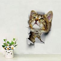 3D Creative Cat trimačiai sienų lipdukai Namų puošyba Šaldytuvo lipdukai Nešiojamojo kompiuterio tualeto lipdukai
