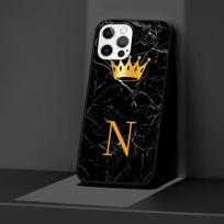 Dėklas, skirtas Apple iPhone 14 11 13 12 Pro Max Xr 7 8 +Se 2020 Xs 6 6s Plus 5 5s Juodas silikoninis telefono dangtelis Auksinė karūna raidė karalienė iPhone XR black