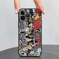 Dėklas, skirtas Apple Iphone 13 Pro Xr 14 Pro Max Se Xs X 8 Plus 7 6s 12 Mini 11 6 Black Minkštas mados dangtelis Kinijos Tiger Dragon Bag Bag iPhone 14 Pro Max