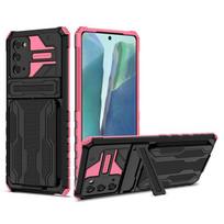 Skirtas Samsung Galaxy Note 20 Ultra Case Smūgiams atsparus šarvai piniginės kortelės lizdas telefono dėklas, skirtas Galaxy Note20 galinis dangtelis For Note 20 rožinė