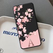 Dėklas, skirtas Samsung Galaxy A03s A04s A10 A10s A20e A03 Core A04 A02 A01 A40 A50 A70 A02s Rožinės gėlės Pradinė raidė A Viršelis Samsung A10