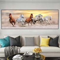 Animal Seven Running Horse Drobės tapyba Abstraktūs plakatai ir spaudiniai Sieniniai paveikslėliai gyvenamojo kambario namų dekoravimui be rėmelio 20cm×40cm NoFrame