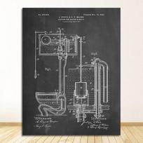 Planšetiniai plakatai ir spaudiniai Vonios kambario tualeto siena Menas Drobė Tapyba Dekoras WC ženklas Tualeto plakatai Tualeto cisterna Patentas Vintage 21cm×30cm NoFrame