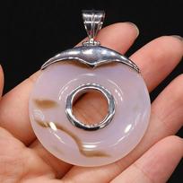 Kaklo pakabukas Natūralaus akmens apvalus agatas pakabukas papuošalams gaminti pasidaryk pats karoliai apyrankės auskarai aksesuarai 45x45mm/White Agate