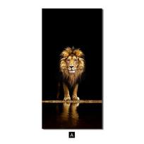 Auksinio juodojo liūto drobės plakatas Modernus namų dekoras Gyvūnų spaudiniai Sienos Menas Tapyba Dekoratyvinis paveikslas Svetainės apdailos freska 20x40cm No Frame