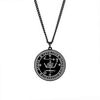 Arkangelas MICHAILAS GABRIELIS RAFAELIS URIELIS SAMAELIS Antspaudas Amuletas Talismanas Angelų Sigil Nerūdijančio Plieno Juodas Pakabukas Karoliai 60cm
