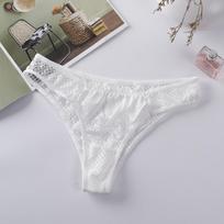 TERMEZY naujos kelnaitės Moteriški nėriniuoti apatiniai Seksualūs žemu juosmeniu G stringi permatomi tuščiaviduriai kelnaitės Tvirtas minkštas moteriškas apatinis trikotažas S balta