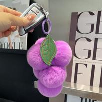Puikūs Vynuogių Pom Poms Raktų Pakabukai Pūkuoti Pomponai Raktų pakabukas Rex Triušio Kailio Pomponai Raktų pakabukas Automobilio raktų pakabukų pakabukų priedai