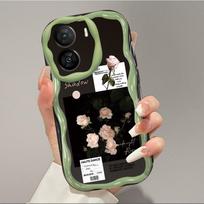 Silikoninis Soft Wave dėklas Blizgus gėlių rožių apvalkalas mobilusis telefonas juodas galinis dangtelis, skirtas iPhone Samsung Xiaomi Redmi Poco iPhone 6
