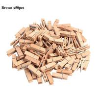 50/100 vnt Mini 25mm natūralaus medžio segtukai nuotraukų segtukai skalbinių segtukas pasidaryk pats Vestuvių vakarėlis mediniai segtukai Kaiščiai Dropshipping brown-50pcs