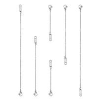 3-6pcs/bag Stainless Steel Extension Chain Contains Lobster Clasp + Flattened 0 Chain + Link Piece DIY Bracelet Necklace Earrings Jewelry Accessories 6/10/15 cm 3pcs/bag white