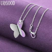 925 prabos sidabro lygus drugelio pakabukas ant kaklo Vestuviniai mados papuošalai 45cm gray