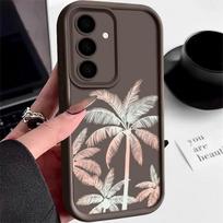 Samsung S25 S24 S23 S22 S21 Ultra A55 A54 A53 A52 A35 A34 A15 A14 5g lazerinis kokoso medžio smūgiams atsparus silikoninis minkštas dėklas Samsung S24 kava