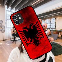 For iPhone  11 12  8 Plus Mini Pro X XR XS Max 4 5 7 6 6S 8 SE Phone Case Black Cover Shell Soft Etui Albanian Flag Eagle iPhone 12