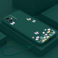 N86 Maža šviežia gėlė drugelis su raišteliu Silikoniniai tiesaus krašto telefono dėklai Xiaomi Poco X5 Redmi Note 13 Pro Realme Huawei Smūgiams atsparus dangtelis Xiaomi 10T Pro/10T