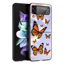 Z Flip 4 telefono dėklas, skirtas Samsung Galaxy Z Flip 3 5G ZFlip3 Flip3 zflip Flip4 juodas kietas kompiuterio dangtelis drugelis Shell Coque sulankstomas Galaxy Z Flip 5G