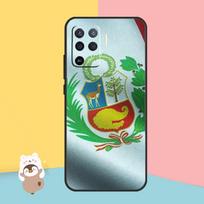 Peru vėliavos dėklas skirtas OPPO A54 A74 A94 A52 A72 A83 A91 A93 A15 A16 A5 A9 A31 A53 A53S 2020 Galinis dangtelis Find X3 Pro white