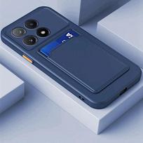 Prabangus minkštas silikoninis piniginės dėklas, skirtas Xiaomi 11T 12T Poco F4 F3 X3 M3 M4 Redmi A3 A2 9C 13C 12C Note 8 9 10 11 12 13 Pro kortelių laikiklio lizdo galinis dangtelis Xiaomi Poco M4 Pro 5G tamsiai mėlyna spalva