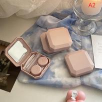 Candy Color kontaktinių lęšių dėžutė Vienspalvis nešiojamas kontaktinių lęšių dėklas kelionėms šviesiai rausvos spalvos