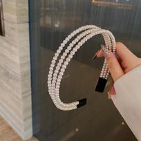 Moteriški trijų eilių perlų plaukų lankeliai Elegantus saldus lankelis Plaukų lankas Galvos juosta Korėjietiškas rankų darbo vestuvių dovana Plaukų aksesuarai 1pc