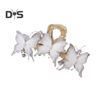 Women Hair Claw Mesh Yarn Butterflies Decor Shiny Rhinestones Hair Clip Anti-slip Teeth Back Head Shark Hair Clamp balta