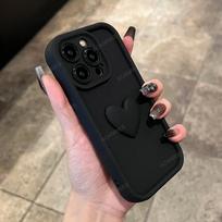 IPhone 14 15 13 12 11 Pro Max, Apple X Xr 6 7 8 Plus, 15pro 14pro 13pro, mielas meilės širdelės matinis dėklas, silikoninis galinis dangtelis for iphone 15 juoda