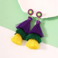Ladies' Carnival Elements Tassel Versatile Temperament Fashionable Light Luxury Earrings And Earrings One Size violetinė