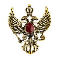 1 vnt Retro sparno metaliniai smeigtukai ir sagės Vintažinis dvigalvis erelio ženklelio sagės karūnos kostiumo atvartas auksas