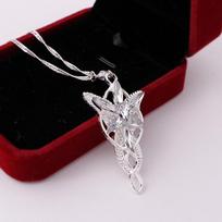 Žiedų valdovo elfų princesės Aragorn Arwen sidabrinis Evenstar pakabukas karoliai gray