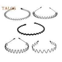 5/8/10 vnt juodo metalo galvos juostos Unisex pavasario banguotos plaukų juostos neslystantis sportinis plaukų lankelis vyrams, moteriškas kūno rengybos kasdienis drabužis 5pcs