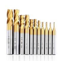 Titanu dengtas HSS aliuminio frezas, 1,5–10 mm, keturių kraštų, tiesus kotas Gold Cutter 2.5mm