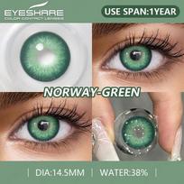 Eyeshare Norvegija Natūralūs Žali Spalvoti Kontaktiniai Lęšiai Akims 14.5mm Metiniai Akių Kontaktiniai Lęšiai 2vnt