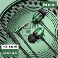 Metalinės magnetinės laidinės ausinės triukšmą mažinančios žaidimų ausinės, 3,5 mm L lizdas HIFI stereo ausinės su HD mikrofonu, skirtos visiems išmaniesiems telefonams žalia