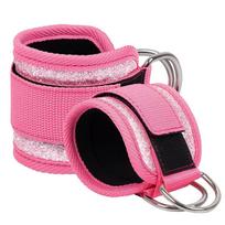 Fitness Puller Fitness Fluorescence Sports Straps Adjustable D-Ring Support Cuffs Ankle Pulley With Buckle Guard Leg Strength Safety Abductors rožinė