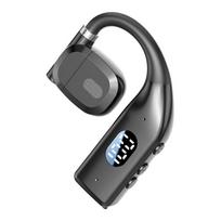Besisukančios vienos „Bluetooth“ ausinės, skirtos kairiajai ir dešiniajai ausiai žemųjų dažnių garsiakalbiui Oro laidumo ausinių skaitmeninis ekranas su HD mikrofono ausies kabliuku juoda