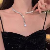 Light Luxury Shiny Zircon Tassel Choker Necklace For Women Girls  Versatile Clavicle Chain Jewelry Accessories Gifts 1pc