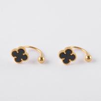 Simple Temperament Four-Leaf Clover Earrings Titanium Steel Curved Bar Four-Leaf Clover Fashion Sleep Without Removing The Earrings juoda