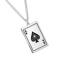 Punk stiliaus piko kortos karoliai Nerūdijančio plieno tekstūros pakabukas Karališkos kortos papuošalai pokerio entuziastams sidabras