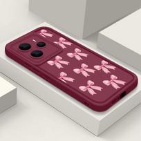 For Xiaomi 14T 13T Pro Poco X7 F6 Pro X6 Redmi Note 14 13 Pro 12 11 Case Bowknot Print Soft Silicone Lens Protection Shockproof TPU Matte Phone Cover Redmi Note 14 5G vyno raudonos spalvos