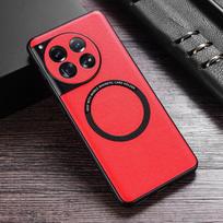 Prabangus PU odos belaidžio įkrovimo magnetinis dėklas OnePlus 9 10 Pro 11 12 13 ACE 2 2V 3V Nord CE 3 Lite smūgiams atsparus galinis dangtelis OnePlus 13 raudona