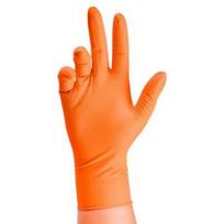 Didelio stiprumo oranžinės nitrilinės pirštinės, pramoninės vienkartinės pirštinės su deimantinės tekstūros sukibimu, skirtos mechaniko saugai ir darbui 1pcs-M oranžinė