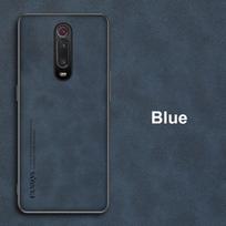 Prabangus PU odinis telefono dėklas, skirtas Xiaomi Mi 9T Pro 9TPro Redmi K20 Pro K20Pro Cover Business Matinis silikoninis apsauginis dėklas For Xiaomi Mi 9T mėlyna