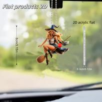 2D plokščias blondinės princesės pakabukas su raganos skrybėle, pakabukas automobiliui, pakabukas kuprinei, raktų pakabukas, Kalėdų pakabukas, namų dekoracija 2D flat pendant