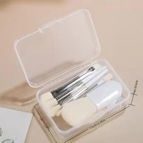 6 dalių kelioninis makiažo šepetėlių rinkinys Nešiojamas pradedančiojo šepetėlis Mini pudros, kontūravimo, maskuoklio taškinės spalvos šepetėlis 6PCS balta