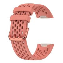 Kvėpuojantis guminis dirželis Fitbit Charge 5 correa sportinis pakaitinis silikoninis apyrankė Fitbit Charge 6 laikrodžio apyrankė Fitbit Charge 5 rožinė